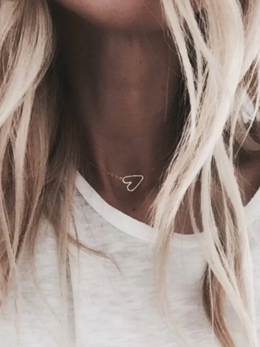 Open Heart Outline Pendant Necklace in Gold Tone - Women's Jewelry